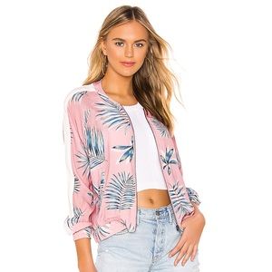 BB Dakota Pink Palm Bomber Jacket